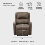 Lexicon Manual Recliner Chair, Reclining Sofa Chair, Home Theater Seating, Wall Hugger, Manual Recliner for Living Room/Office/Apartment, Easy Assembly, Brown Polished Microfiber - Image 5