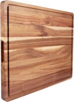 Large Acacia Wood Cutting Boards for Kitchen, 24 x 18 Inch Extra Large Wooden Cutting Board with Juice Groove, Reversible Butcher Block Cutting Board for Meat and Veggies - Image 2