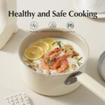Redchef Ceramic Nonstick Saucepan with Lid, 1.5QT Small Cooking Pot, Non Toxic Sauce Pans for Kitchen, Cool Handle PFAS Free Compatible with All Cooktops, White - Image 5