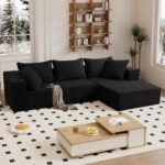 Vamcheer Modular Sectional Sofa with Chaise, Modern L Shaped Cloud Couch with Deep Seat, Sectional Couches for Living Room, Bedroom, Office, No Assembly Required, Black - Image 2