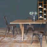 Furniwell Metal Dining Chairs with Wood Seat, Indoor Outdoor Use Stackable Tolix Industrial Metal Chairs Set of 4 for Kitchen, Dining Room, Bistro and Cafe (Black) - Image 8