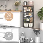 Kitchen Storage Cart, Kitchen Basket, 5-Tier Utility Organizer with Baskets and Wood Top, Rolling Snack Cart with Wheels, Metal Black - Image 7