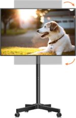 Mobile TV Carts, Rotating Rolling TV Stand on Wheels for 13-50" Flat/Curved TVs Height Adjustable 30° Tilt Floor TV Stand Portable Monitor Stand Holds up to 44lbs Max VESA 200x200mm ML1350 - Image 2