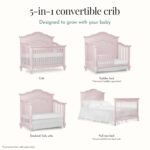 évolur Aurora 5-in-1 Convertible Full-Size Baby Crib in Dusty Rose, GreenGuard Gold & JPMA, 3 Mattress Heights, Ribbon Bow Scrollwork & Queen Anne Feet, Converts to Toddler, Day & Full-Size Bed - Image 7