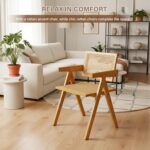 Rattan Dining Chairs Set of 2, Modern Mid Century Accent Chairs, Comfy Armchairs, Outdoor Rattan Chairs with Armrest for Bedroom Living Room Reading Room Dining Kitchen - Image 8
