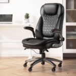 Executive Office Chair-Ergonomic Computer Desk Chair, High Back Leather Chair with Padded Flip-up Arms, Swivel Home Office Chair Upgraded Caster-Black - Image 12