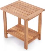 Double Adirondack Side Table, Weather-Resistant Rectangular End Table for Patio, Garden, Lawn, and Living Room. Ideal as a Stylish Indoor and Outdoor Side Table Companion, Natural - Image 2
