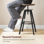 MAHANCRIS Bar Stools, Height Adjustable Swivel Bar Stool, Counter Height Bar Stool, Set of 2 Industrial Bar Stools, Vintage Round Bar Chairs with Sturdy Metal Frame, Rustic Brown BAHR0701 - Image 7