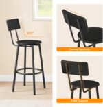 HOOBRO Bar Stools,Set of 2 Round Bar Stools with Back,25.2" Bar Chairs for Kitchen Island, Dining Room,Counter Height Barstools, Easy to Assemble, Black BK32BY01G1 - Image 7