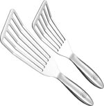 Stainless Steel Fish Spatula Set – 1 Large Fish Turner + 1 Small Metal Spatula, Ultra Thin Edge for Easy Turning & Flipping, Metal Kitchen Untensils with Ergonomic Non-Slip Handle, Dishwasher Safe - Image 2