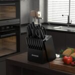 Knife Set, Astercook 21 Pieces Knife Sets for Kitchen with Block, Dishwasher Safe Kitchen Knife Set with Built-in Sharpener, German Stainless Steel Black Knife Block Set - Image 6