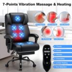 HOFFREE Massage Office Chair with Heat 7 Points Vibration Ergonomic Executive Office Chair with Footrest Reclining High Back Home Office Desk Chairs Black - Image 4