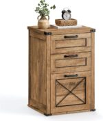 VASAGLE File Cabinet, Filing Cabinet with 3 Drawers, Printer Stand, Fit A4, Letter Size, Hanging File Folders, Modern Farmhouse Style, for Home Office, Honey Brown UOFC054T41 - Image 2