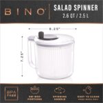 BINO | Salad Spinner - 2.6 Qt | Small Manual Lettuce Spinner with Built-in Draining System | Salad Spinner, Colander, and Water Pitcher in One | Fruit & Vegetable Basket Colander | Kitchen Gadgets - Image 3