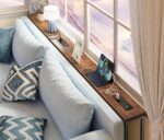 SUPERJARE 78.8 inch Narrow Console Table with Outlet, Sofa Tables, Behind Couch Table, Long Entryway Tables with Charging Station, for Living Room, Rustic Brown - Image 3