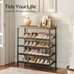 HOOBRO Shoe Rack for Entryway, 5-Tier Shoe Organizer with Adjustable Mesh Shelves, 16-20 Pairs of Shoes, Spacious Floor Mount, Metal, Industrial, Shoe Shelf for Closet, Rustic Brown BF12XJ01 - Image 6