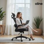Oline ErgoAir Ergonomic Office Chair – Adjustable Lumbar Support, Flip-Up Armrests, Mesh Computer Desk Chair, Swivel Rolling Executive Gaming Chair for Home & Office (Black) - Image 3