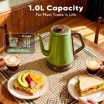 DmofwHi Gooseneck Electric Kettle(1.0L), 100% Stainless Steel BPA Free Classic Pour Over Coffee Kettle | Tea Kettle - Green - Image 7