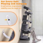 Yaheetech 62.5inches Cat Tree Cat Tower Cat Condo with Platform & Hammock, Scratching Posts for Kittens Pet Play House with Plush Perch for Indoor Activity Relaxing, Dark Gray - Image 10