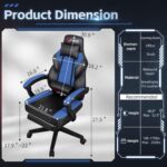 Gaming Chairs for Adults, Computer Chair with Footrest and Ergonomic High Back, Big and Tall Gamer Chairs with Massage Lumbar Support, 360° Swivel Height Adjustable Gaming Chair, Blue - Image 4