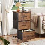 WLIVE Dresser with 3 Drawers, Fabric Nightstand, Organizer Storage Dresser for Bedroom, Hallway, Entryway, Closets, Sturdy Steel Frame, Wood Top, Easy Pull Handle, Rustic Brown Wood Grain Print - Image 5