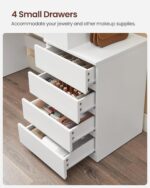 VASAGLE Vanity Desk with Mirror and LED Lights, Makeup Vanity with 6 Drawers, Vanity Table with 4 Open Shelves, 10 Dimmable LED Lights, for Bedroom, Dressing Room, Modern, Cloud White URDT122T14 - Image 7