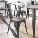 Furniwell Metal Dining Chairs with Wood Seat, Indoor Outdoor Use Stackable Tolix Industrial Metal Chairs Set of 4 for Kitchen, Dining Room, Bistro and Cafe (Black) - Image 7
