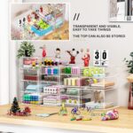 caktraie Makeup Organizer Storage with 16 Drawers, 4 Pcs Desktop Office Supplies, Desk Organizers, Clear Accessories, Dustproof Storage Drawer and for Make Up, Jewelry, Pen, Stationary - Image 7