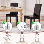 Yaheetech Dining Chairs Set of 4 PU Leather Dining Room Chairs with Waterproof Surface and Wood Legs for Kitchen Restaurant and Living Room, Dark Brown - Image 7