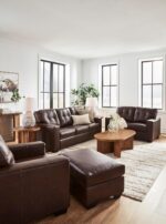 Signature Design by Ashley Santorine Transitional Tufted Leather Match Sofa, Dark Brown - Image 12