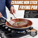 Gotham Steel 12 Pc Ceramic Cookware Set Nonstick, Ceramic Pots and Pans Set Non Stick with Steamer for Cooking, Non Toxic PFOA PFOS Free, Ergonomic Stay Cool Handles, Oven & Dishwasher Safe, Copper - Image 5