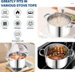 TeamFar 5 QT Stock Pot, Tri-ply Bottom Stainless Steel Stockpot Cooking Soup Pasta Pot with Lid for Gas/Induction/Electric Stoves, Non-toxic & Heavy Duty, Double Handles & Dishwasher Safe - Image 5