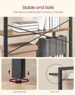 VASAGLE 5-Tier Bookshelf, Bookcase with Steel Frame, Book Shelf for Living Room, Home Office, Study, 11.8 x 31.5 x 60.2 Inches, Industrial Style, Rustic Brown and Ink Black ULLS081B01 - Image 6