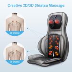 COMFIER Shiatsu Neck Back Massager with Heat, 2D ro 3D Kneading Massage Chair Pad, Adjustable Neck Massage,Seat Massager for Full Body Relaxation, Christmas Gifts for Dad Mom Women Men,Dark Gray - Image 4