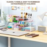 caktraie Makeup Organizer Storage with 16 Drawers, 4 Pcs Desktop Office Supplies, Desk Organizers, Clear Accessories, Dustproof Storage Drawer and for Make Up, Jewelry, Pen, Stationary - Image 5