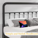 Fluest 14 Inch Queen Bed Frame Classic Metal Platform Bed Frame with Charging Station & LED, Victorian Style Iron-Art Headboard/Footboard, Under Bed Storage, No Box Spring Needed, Noise Free - Image 7