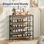 HOOBRO Shoe Rack for Entryway, 5-Tier Shoe Organizer with Adjustable Mesh Shelves, 16-20 Pairs of Shoes, Spacious Floor Mount, Metal, Industrial, Shoe Shelf for Closet, Rustic Brown BF12XJ01 - Image 4