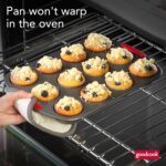 GoodCook MegaGrip 12-Cup Muffin Pan with Silicone Grip Handles Perfect for Cupcakes Durable Heavy-Gauge Steel Construction Scratch-Resistant Nonstick Coating, 15.5x10.5-Inch, Gray - Image 7