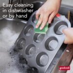 GoodCook MegaGrip 12-Cup Muffin Pan with Silicone Grip Handles Perfect for Cupcakes Durable Heavy-Gauge Steel Construction Scratch-Resistant Nonstick Coating, 15.5x10.5-Inch, Gray - Image 9