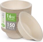 Ecovita 100% Compostable Paper Bowls [16 oz.] – 150 Disposable Bowls Eco Friendly Sturdy Tree Free Liquid and Heat Resistant Alternative to Plastic or Paper Bowls - Image 2