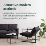 Zinus Aidan Sling Accent Chair, Metal Framed Armchair with Shredded Foam Cushioning, Black - Image 6