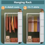 HIGDBFE Dresser with Hanging Rack, 4 Drawers Small Closet for Bedroom, Reversible Fabric Kids Chest of Drawers with Clothes Rack, Tall Storage Tower, Sturdy Frame, White, 44''H - Image 5