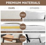 NATURAL EXPRESSIONS Patio Sofa Outdoor Furniture Metal Chair with Wicker Backrest & 6 Inches Cushion for Indoor, Front Porch, Deck, Balcony, Backyard, Sunroom, 73.35"(L) x 29.75"(W) x 33.86"(H). - Image 8