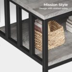 Homeiju Coffee Table for Living Room with Slatted Sides Frame, Modern Farmhouse Living Room Table with 2-Tier Storage Shelf for Home Office, Apartment, 39 inch Grey Wash - Image 8