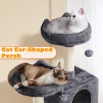 Yaheetech 62.5inches Cat Tree Cat Tower Cat Condo with Platform & Hammock, Scratching Posts for Kittens Pet Play House with Plush Perch for Indoor Activity Relaxing, Dark Gray - Image 4