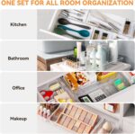 6 Pack Large Clear Plastic Drawer Organizer Trays, Acrylic Kitchen Drawer Organization and Storage Dividers, Non-Slip Storage Bins for Makeup, Kitchen Utensils, Bathroom, Jewelries and Office Desk - Image 4
