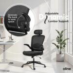Oline ErgoAir Ergonomic Office Chair – Adjustable Lumbar Support, Flip-Up Armrests, Mesh Computer Desk Chair, Swivel Rolling Executive Gaming Chair for Home & Office (Black) - Image 7