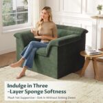 51" Cloud Sectional Couch, Modern Modular Sofa with Deep Seat, Comfy Compressed Single Sofa, Upholstered Corduroy Couches for Living Room, No Assembly Required, Green - Image 5