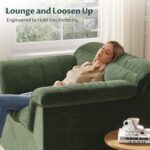 51" Cloud Sectional Couch, Modern Modular Sofa with Deep Seat, Comfy Compressed Single Sofa, Upholstered Corduroy Couches for Living Room, No Assembly Required, Green - Image 4