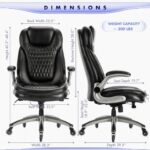 Executive Office Chair-Ergonomic Computer Desk Chair, High Back Leather Chair with Padded Flip-up Arms, Swivel Home Office Chair Upgraded Caster-Black - Image 4